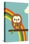 Owl and Rainbow-Dicky Bird-Stretched Canvas