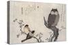 Owl and Two Eastern Bullfinches, Birds Compared in Humorous Songs, c.1791-Kitagawa Utamaro-Stretched Canvas