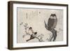 Owl and Two Eastern Bullfinches, Birds Compared in Humorous Songs, c.1791-Kitagawa Utamaro-Framed Giclee Print