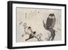 Owl and Two Eastern Bullfinches, Birds Compared in Humorous Songs, c.1791-Kitagawa Utamaro-Framed Giclee Print