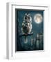 Owl Bird Sitting on Branch at Night-egal-Framed Photographic Print