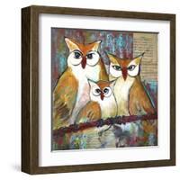 Owl Family Portrait-Blenda Tyvoll-Framed Art Print