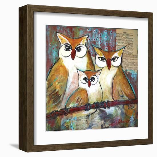 Owl Family Portrait-Blenda Tyvoll-Framed Art Print