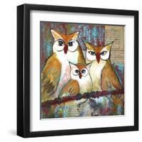 Owl Family Portrait-Blenda Tyvoll-Framed Art Print