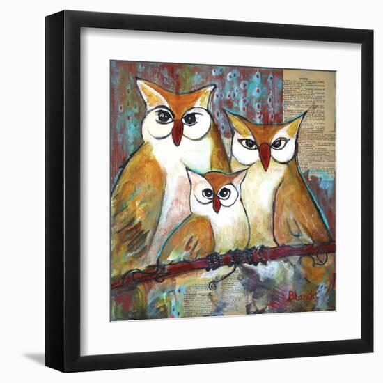 Owl Family Portrait-Blenda Tyvoll-Framed Art Print