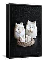 Owl Family Taupe-null-Framed Stretched Canvas