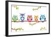 Owl Five-Julka-Framed Art Print