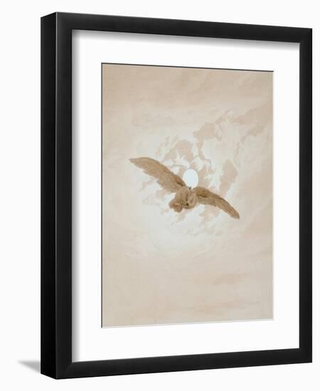 Owl Flying Against a Moonlit Sky, 1836-1837-Caspar David Friedrich-Framed Premium Giclee Print