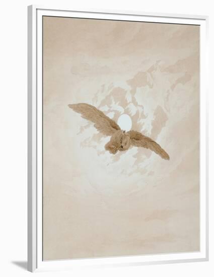 Owl Flying Against a Moonlit Sky, 1836-1837-Caspar David Friedrich-Framed Premium Giclee Print