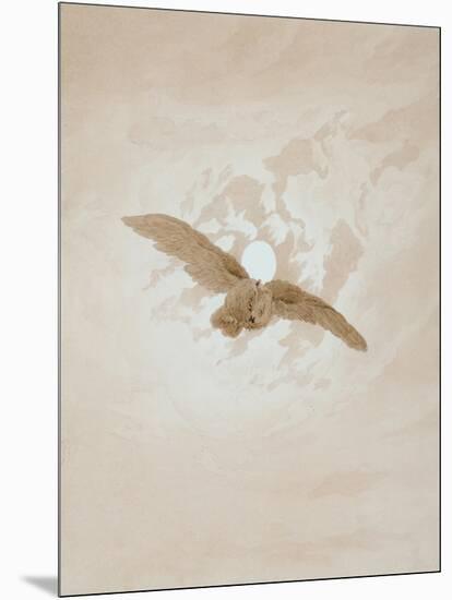 Owl Flying Against a Moonlit Sky, 1836-1837-Caspar David Friedrich-Mounted Premium Giclee Print