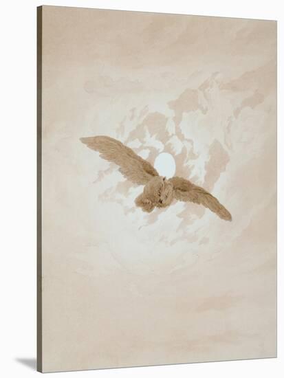 Owl Flying Against a Moonlit Sky, 1836-1837-Caspar David Friedrich-Stretched Canvas