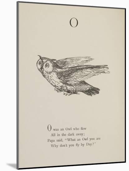 Owl Illustrations and Verses From Nonsense Alphabets Drawn and Written by Edward Lear.-Edward Lear-Mounted Giclee Print