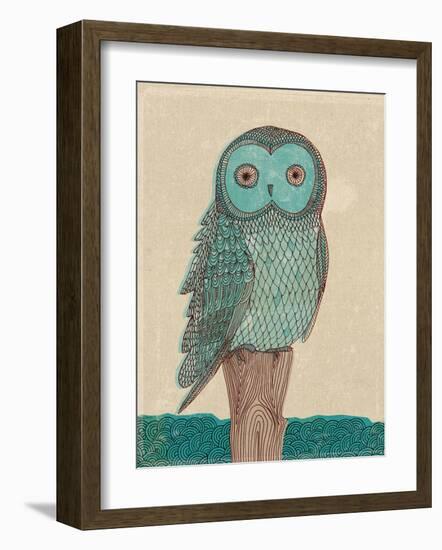 Owl In Blue Monotone-Paula Mills-Framed Art Print