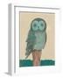 Owl In Blue Monotone-Paula Mills-Framed Art Print