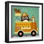 Owl in Firetruck and Squirrel-Nancy Lee-Framed Art Print