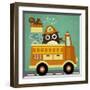 Owl in Firetruck and Squirrel-Nancy Lee-Framed Art Print