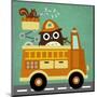 Owl in Firetruck and Squirrel-Nancy Lee-Mounted Art Print