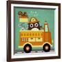 Owl in Firetruck and Squirrel-Nancy Lee-Framed Art Print