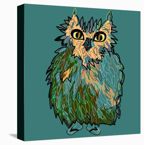 Owl in Flip-Flops, Cartoon Drawing, Cute Illustration for Children, Vector Illustration for T-Shirt-De Visu-Stretched Canvas