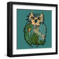 Owl in Flip-Flops, Cartoon Drawing, Cute Illustration for Children, Vector Illustration for T-Shirt-De Visu-Framed Art Print