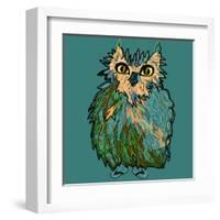 Owl in Flip-Flops, Cartoon Drawing, Cute Illustration for Children, Vector Illustration for T-Shirt-De Visu-Framed Art Print