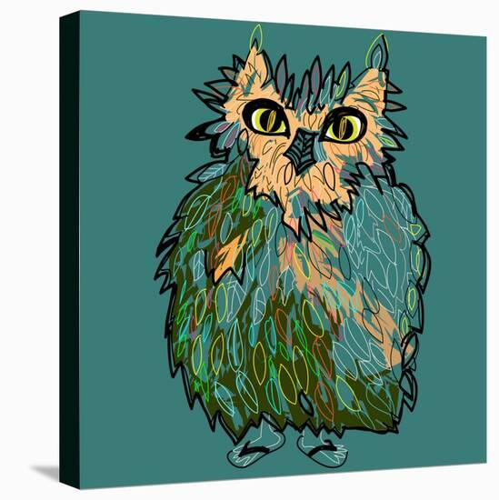 Owl in Flip-Flops, Cartoon Drawing, Cute Illustration for Children, Vector Illustration for T-Shirt-De Visu-Stretched Canvas