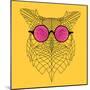 Owl in Pink Glasses-Lisa Kroll-Mounted Premium Giclee Print