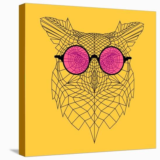 Owl in Pink Glasses-Lisa Kroll-Stretched Canvas