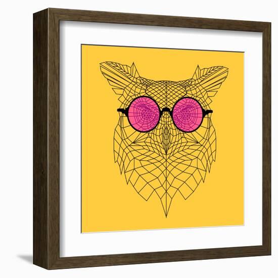 Owl in Pink Glasses-Lisa Kroll-Framed Art Print