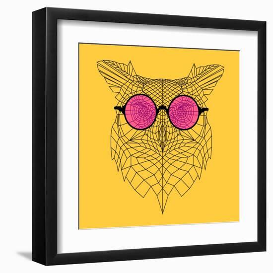 Owl in Pink Glasses-Lisa Kroll-Framed Art Print