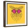 Owl in Pink Glasses-Lisa Kroll-Framed Art Print