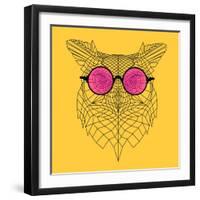 Owl in Pink Glasses-Lisa Kroll-Framed Art Print