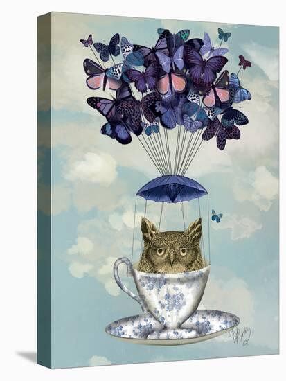 Owl in Teacup-Fab Funky-Stretched Canvas