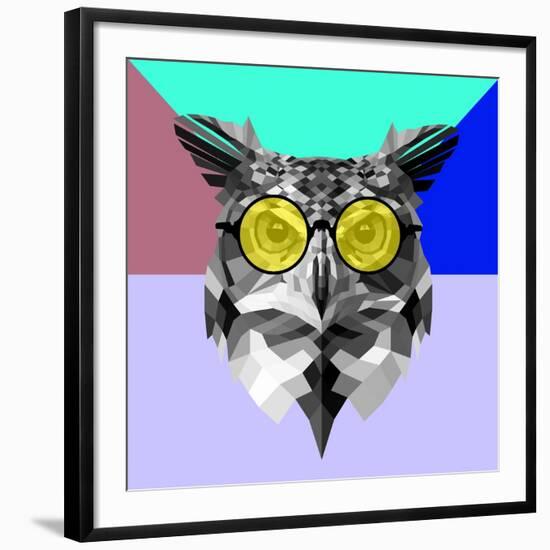 Owl in Yellow Glasses-Lisa Kroll-Framed Art Print