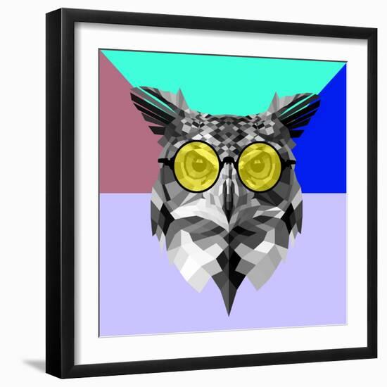 Owl in Yellow Glasses-Lisa Kroll-Framed Art Print