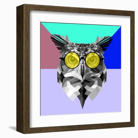 Owl in Yellow Glasses-Lisa Kroll-Framed Art Print