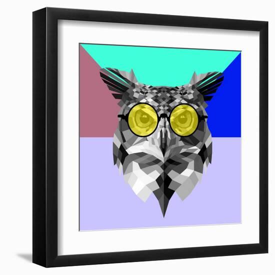 Owl in Yellow Glasses-Lisa Kroll-Framed Art Print