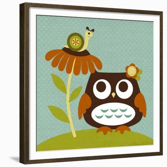 Owl Looking at Snail-Nancy Lee-Framed Premium Giclee Print