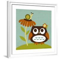 Owl Looking at Snail-Nancy Lee-Framed Premium Giclee Print