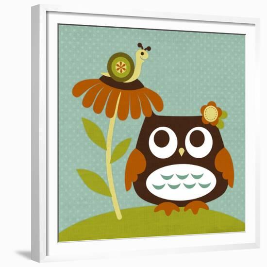 Owl Looking at Snail-Nancy Lee-Framed Premium Giclee Print