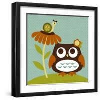 Owl Looking at Snail-Nancy Lee-Framed Art Print