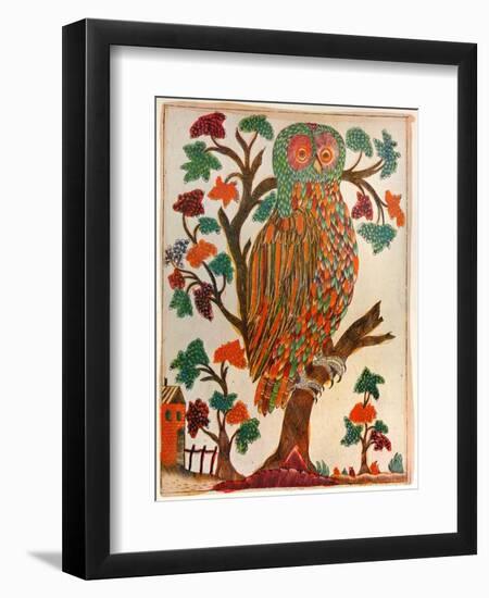 Owl, Lubok Print, 1800-null-Framed Premium Giclee Print