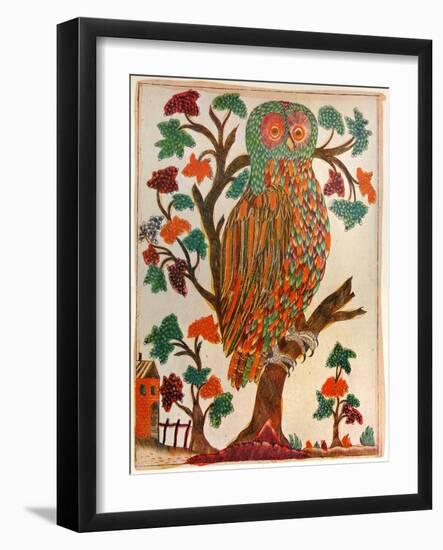 Owl, Lubok Print, 1800-null-Framed Giclee Print