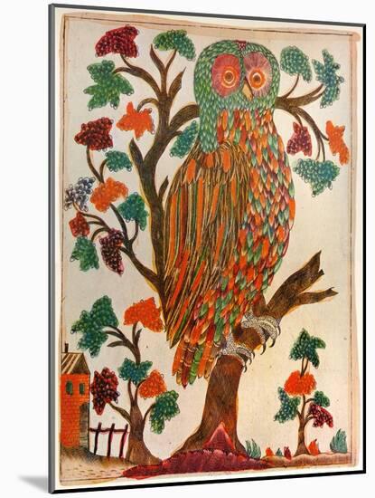Owl, Lubok Print, 1800-null-Mounted Giclee Print