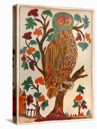 Owl, Lubok Print, 1800-null-Stretched Canvas