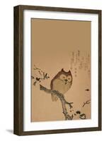 Owl of Branch-null-Framed Art Print