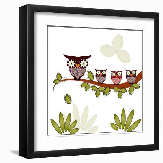 Owl On A Branch-Debra Hughes-Framed Art Print