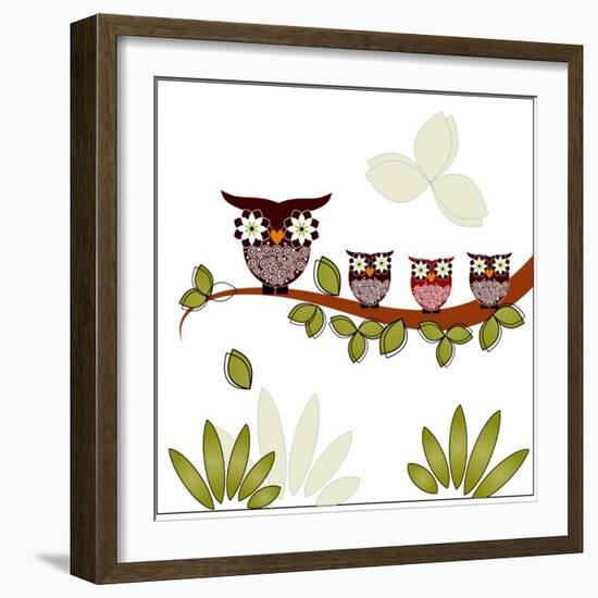 Owl On A Branch-Debra Hughes-Framed Art Print