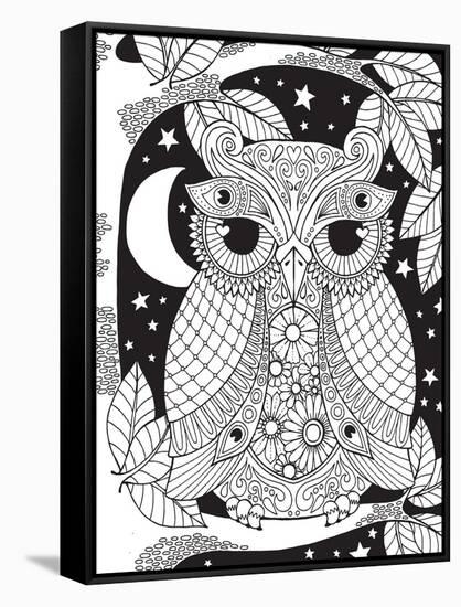 Owl on a Branch-Hello Angel-Framed Stretched Canvas