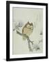 Owl on a Flowering Magnolia Branch-Kubo Shunman-Framed Giclee Print